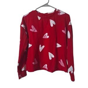 Grayson Threads Sleepwear Red Heart Print Long Sleeve Top - Size Small